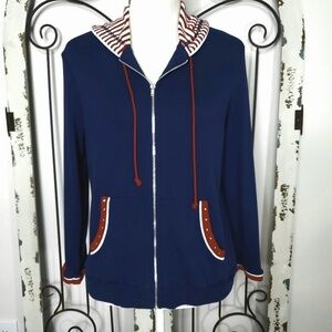 Erika navy zip up hoodie petite large